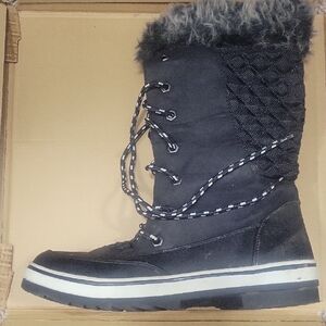 Rave Black Winter Boots with Fur Trim